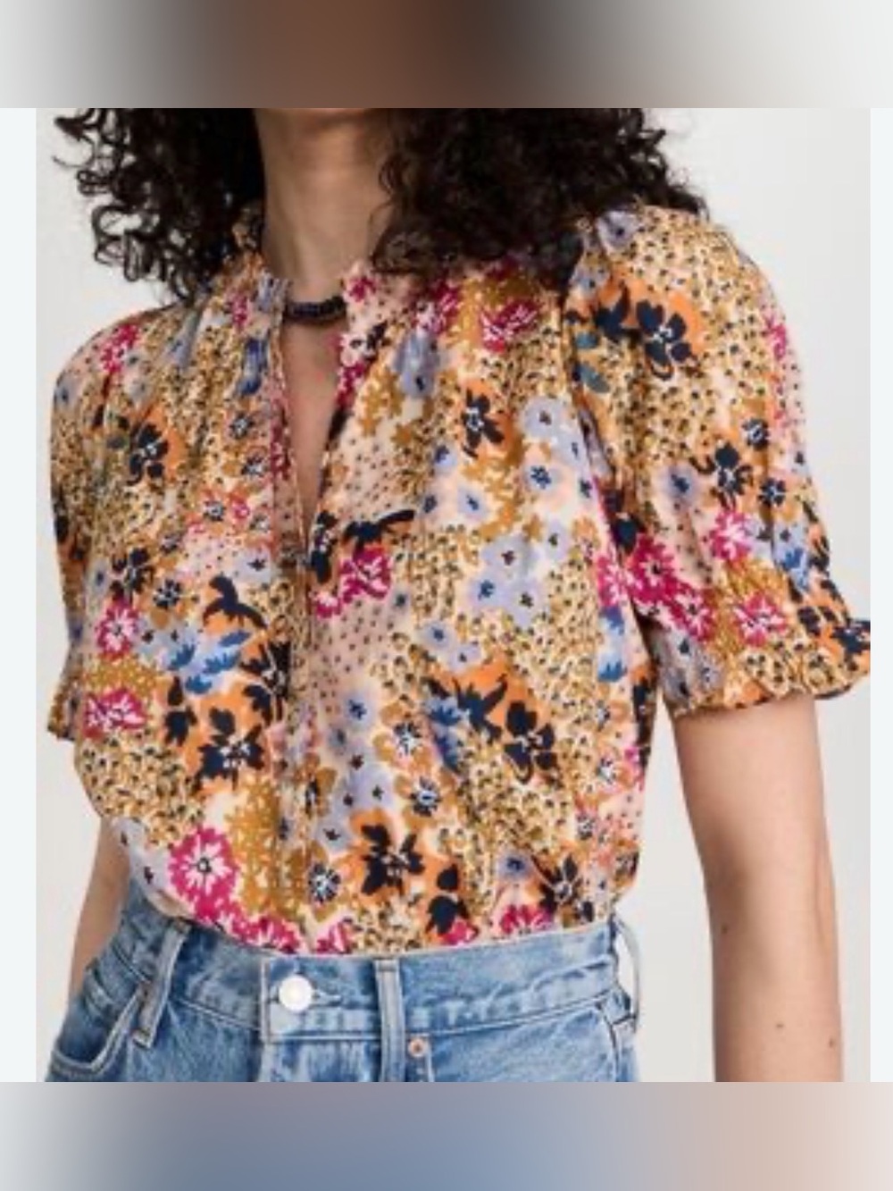 Apiece Apart Floral Puff-Sleeve Blouse